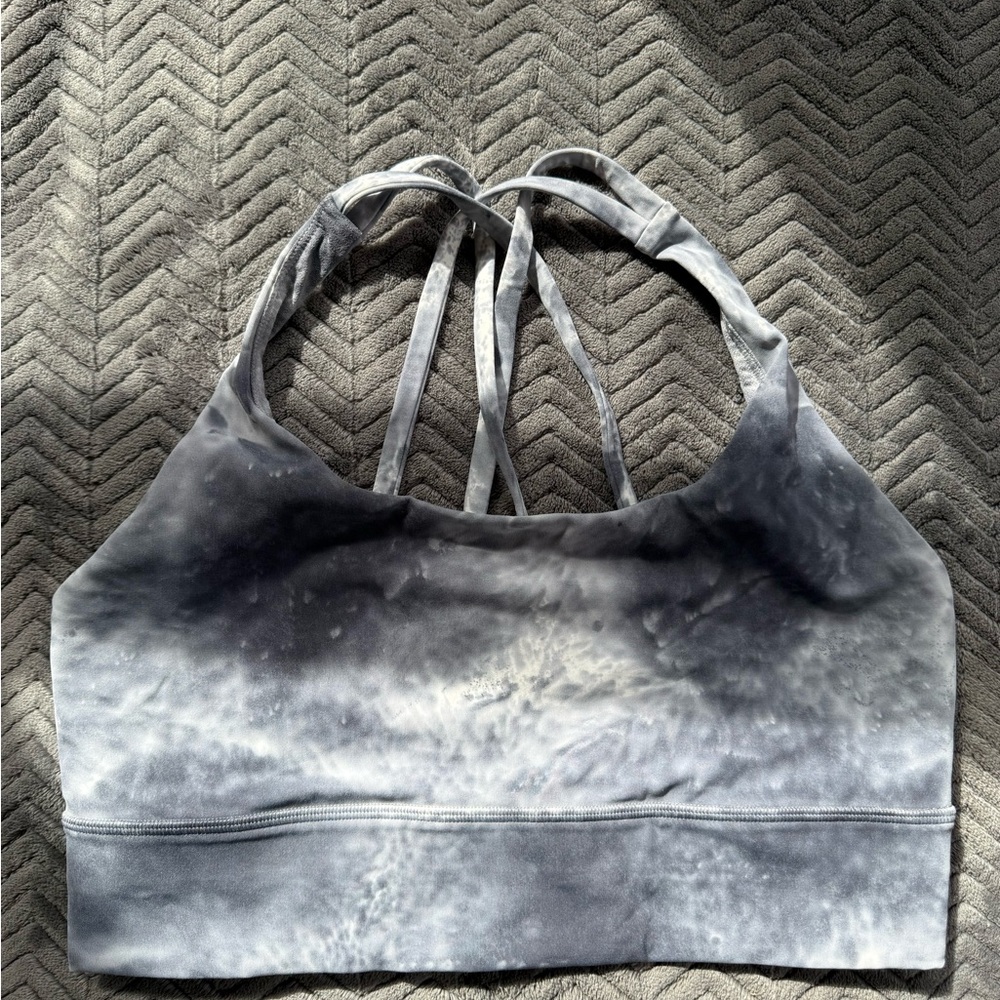 lululemon athletica Gray Tie-Dye Strappy Sports Bra